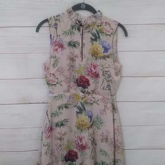Misguided Pink Multicolor Floral Dress Size 4 - Picture 1 of 5